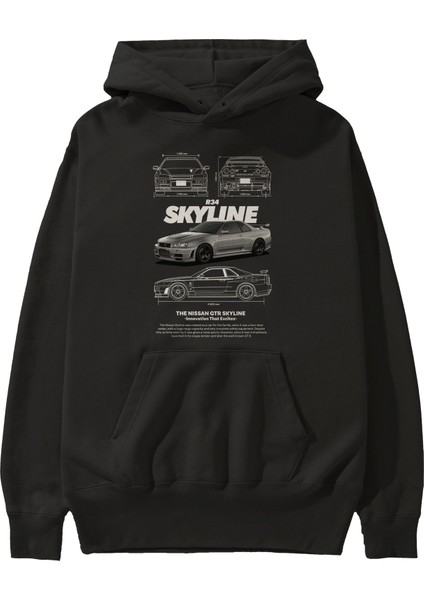 Nıssan Gtr Skylıne R34 Ön Baskılı Hoodie Oversize Kapüşonlu Sweatshirt Erkek Kadın Unisex fiyatları