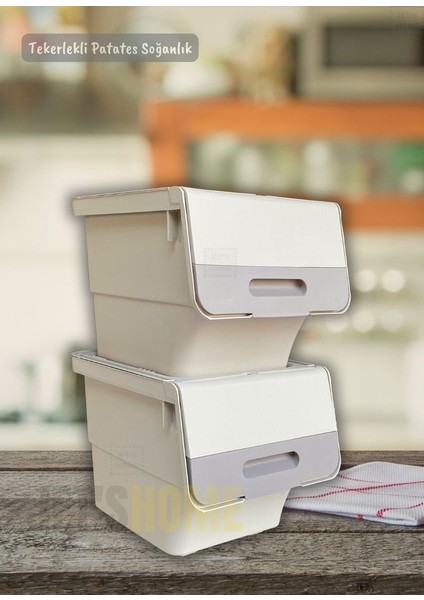 4’lü Tekerlekli Patateslik Soğanlık BPA Free Erzak Kutusu Oyuncaklık Sebzelik Krem 48 Litre fiyatları