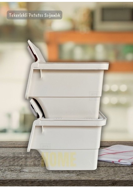 4’lü Tekerlekli Patateslik Soğanlık BPA Free Erzak Kutusu Oyuncaklık Sebzelik Krem 48 Litre fırsatları