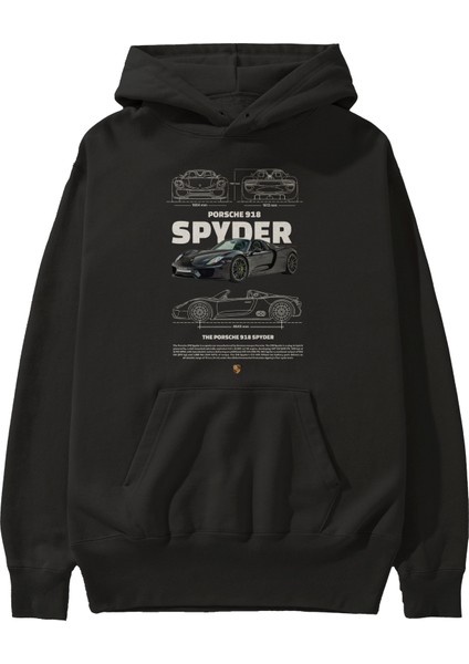 Porsche 918 Spyder Ön Baskılı Hoodie Oversize Kapüşonlu Sweatshirt Erkek Kadın Unisex fiyatları