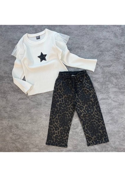 Kız Çocuk Leopar Pantolonlu 2li Takım modelleri