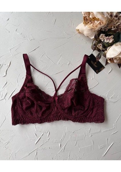 Tyla Dantelli C Cup Önü Şeritli Günlük Kullanım Balenli Şık Toparlayıcı Sütyen