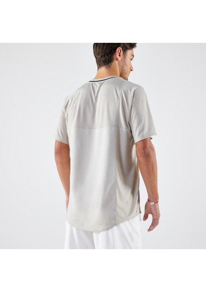 Erkek Kısa Kollu Tenis Tişörtü - Bej - Dry - Gaël Monfils Beden: M. ,