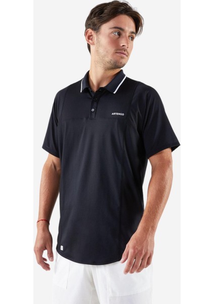 Erkek Kısa Kollu Polo Tenis Tişörtü - Siyah - Dry Beden: L. ,