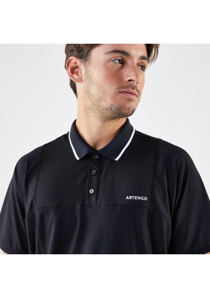 Erkek Kısa Kollu Polo Tenis Tişörtü - Siyah - Dry Beden: L. ,