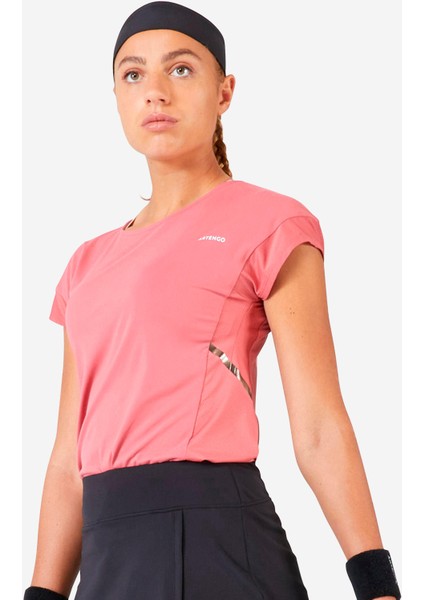 Kadın Tenis Tişörtü - Pembe - Dry 500 Beden: 38 ,