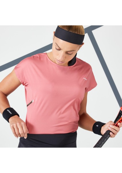 Kadın Tenis Tişörtü - Pembe - Dry 500 Beden: 38 ,