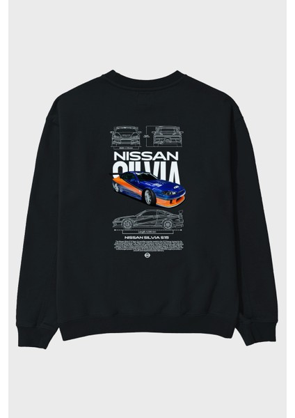 Nissan Silvia 3 Arka Baskılı Anime Oversize Sweatshirt Erkek Kadın Unisex
