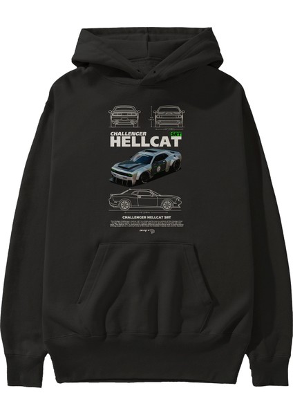 Challenger Hellcat Srt Ön Baskılı Hoodie Oversize Kapüşonlu Sweatshirt Erkek Kadın Unisex fiyatları