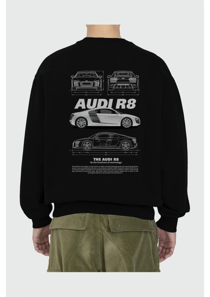 Audı R8 Arka Baskılı Anime Oversize Sweatshirt Erkek Kadın Unisex fiyatları