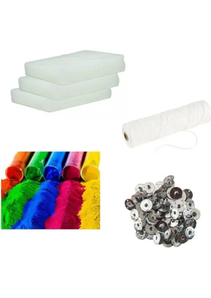 Mum Yapım Seti 27 Parça Katı Parafin + Mum Boyası 5 Renk + Mum Fitili 2 M Mum Fitil Tutacağı 20 Adet