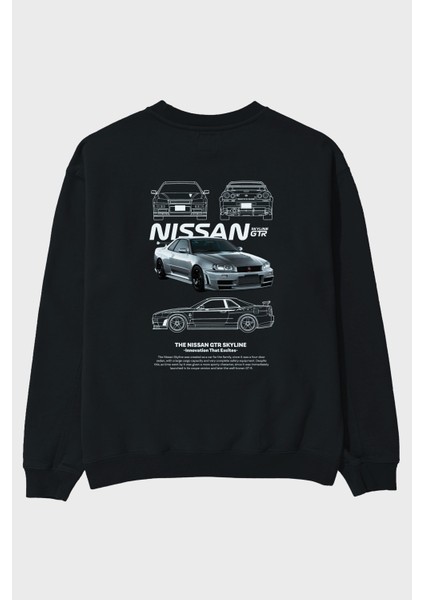 Nıssan Skylıne Gtr Arka Baskılı Anime Oversize Sweatshirt Erkek Kadın Unisex