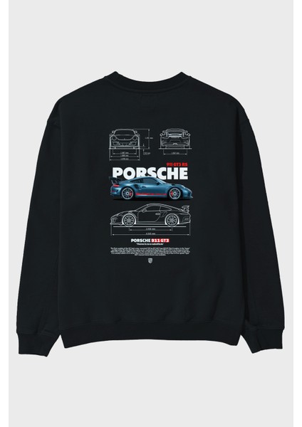 Porsche 911 Gt3 Rs Arka Baskılı Anime Oversize Sweatshirt Erkek Kadın Unisex