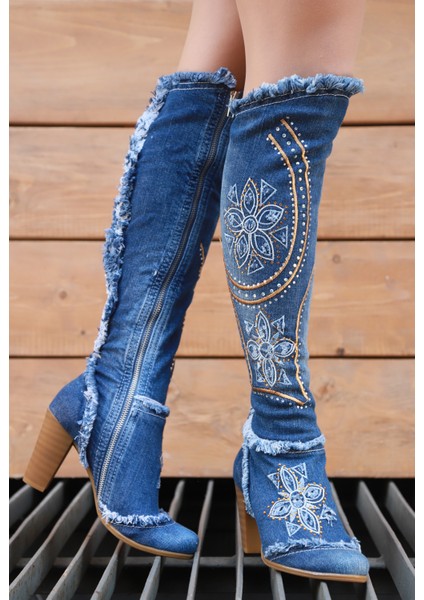 Kadın Kot Uzun Çizme Jeanolog 2038