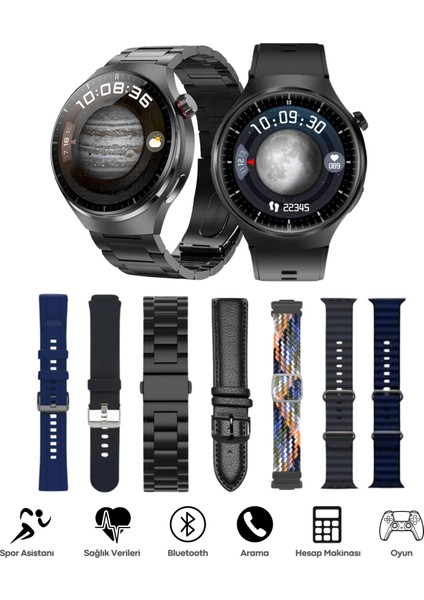 7 Kordon Hediyeli Yeni Nesil Watch 4 Pro Suit Spor Sağlık Sensörlü Ios Android Uyumlu Akıllı Saat