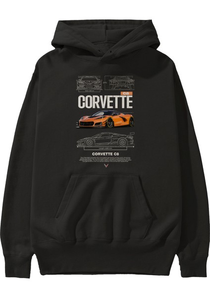Chevrolet Corvette C8 Ön Baskılı Hoodie Oversize Kapüşonlu Sweatshirt Erkek Kadın Unisex fiyatları