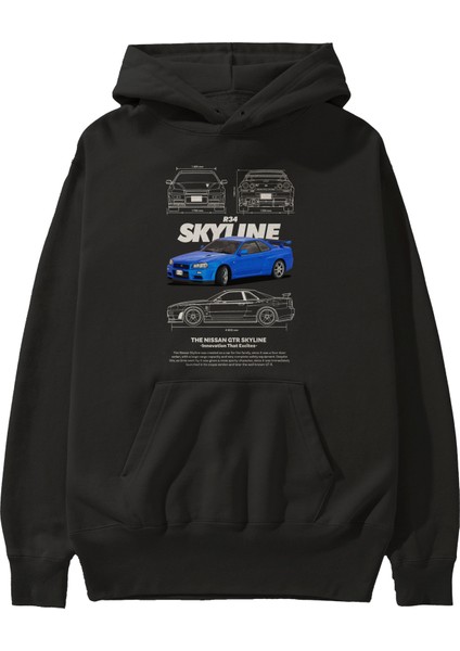 Nıssan Gtr Skylıne R34 1 Ön Baskılı Hoodie Oversize Kapüşonlu Sweatshirt Erkek Kadın Unisex fiyatları