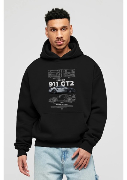 Porsche 911 Gt2 Rs 3 Ön Baskılı Hoodie Oversize Kapüşonlu Sweatshirt Erkek Kadın Unisex