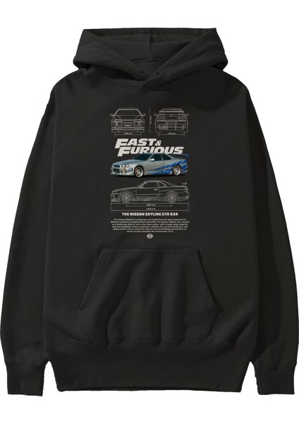Nıssan Skylıne R34 Fast And Furıous Ön Baskılı Hoodie Oversize Kapüşonlu Sweatshirt Erkek Kadın Unisex fiyatları