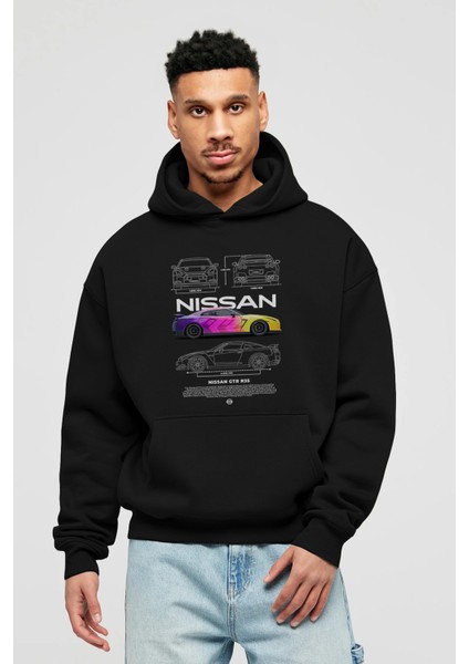 Nıssan Gtr R35 Ön Baskılı Hoodie Oversize Kapüşonlu Sweatshirt Erkek Kadın Unisex