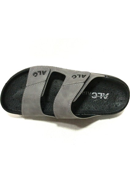 Gri Siyah Çift Cırtlı Soft Anatomik Comfort Terlik