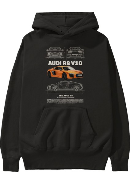 Audi R8 V10 1 Ön Baskılı Hoodie Oversize Kapüşonlu Sweatshirt Erkek Kadın Unisex fiyatları