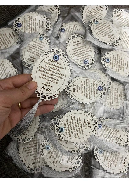 25 Adet Ahşap Hediyelik Nazar Dualı Magnet Söz, Nişan, Kına, Nikah, Bebek Doğum, Mevlit