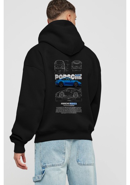 Porsche 911 Gt3 Arka Baskılı Hoodie Oversize Kapüşonlu Sweatshirt Erkek Kadın Unisex