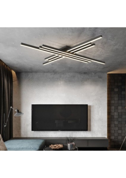 Zr Aydınlatma Siyah 100 x 100 cm 3000K, Kumandalı, LED Tavan Lambası