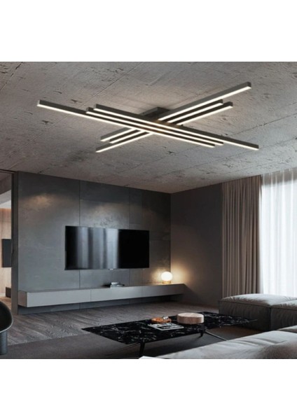 Zr Aydınlatma Siyah 100 x 100 cm 3000K, Kumandalı, LED Tavan Lambası