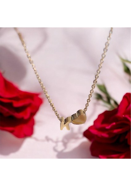 Sevgililergününe Özel Sevgiliye Anlamlı Hediyeçelik Harf Kadın Kolye Minimal