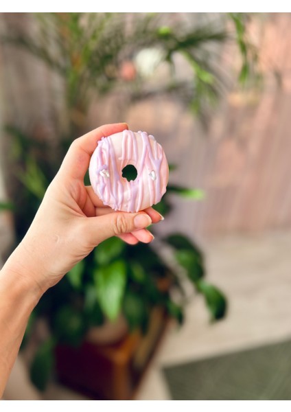 - Donut Mum - Soya Wax Vegan - Dekoratif Hediyelik Donat Mum - Pudra Kokulu
