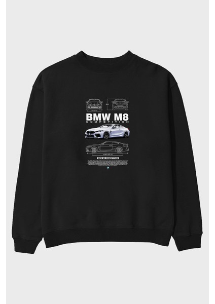 Bmw M8 Ön Baskılı Anime Oversize Sweatshirt Erkek Kadın Unisex