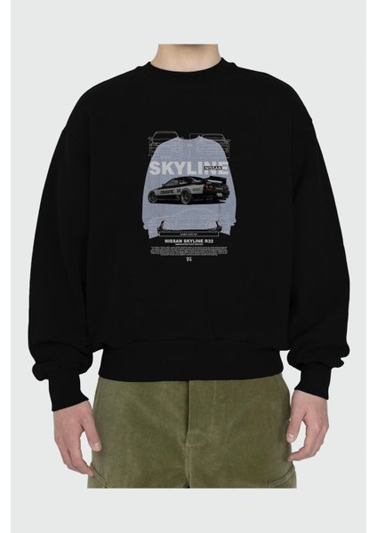 Nissan R32 Skyline Ön Baskılı Anime Oversize Sweatshirt Erkek Kadın Unisex fiyatları