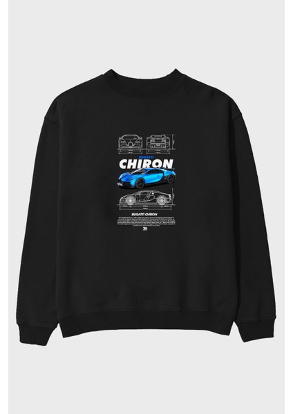Bugattı Chıron Ön Baskılı Anime Oversize Sweatshirt Erkek Kadın Unisex