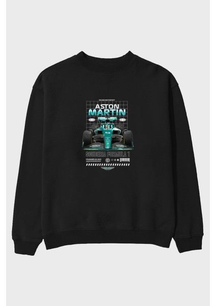 Aston Martin Formula 1 Ön Baskılı Anime Oversize Sweatshirt Erkek Kadın Unisex