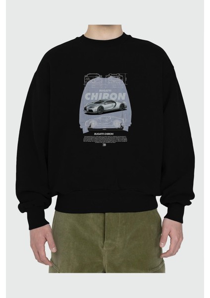 Bugattı Chıron 1 Ön Baskılı Anime Oversize Sweatshirt Erkek Kadın Unisex fiyatları