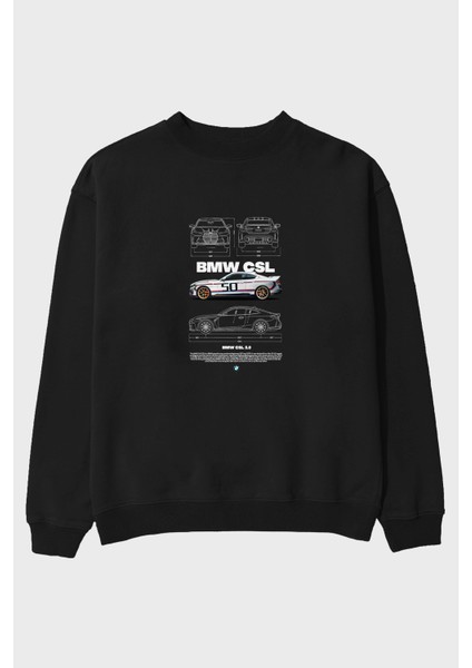 Bmw Csl 1 Ön Baskılı Anime Oversize Sweatshirt Erkek Kadın Unisex