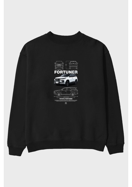 Toyota Fortuner Ön Baskılı Anime Oversize Sweatshirt Erkek Kadın Unisex