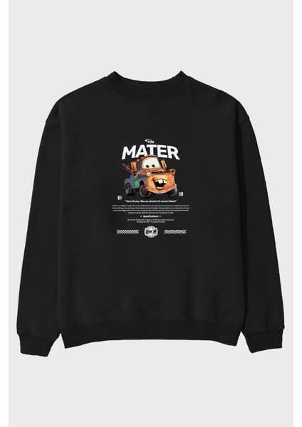 Tow Mater Ön Baskılı Anime Oversize Sweatshirt Erkek Kadın Unisex