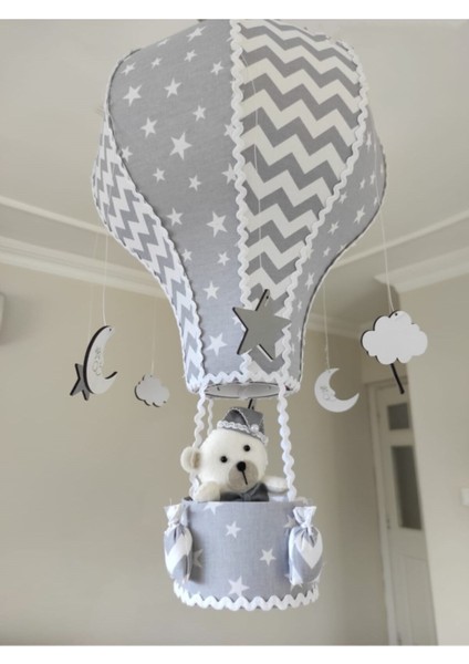 Gri Çizgili Balon Avize