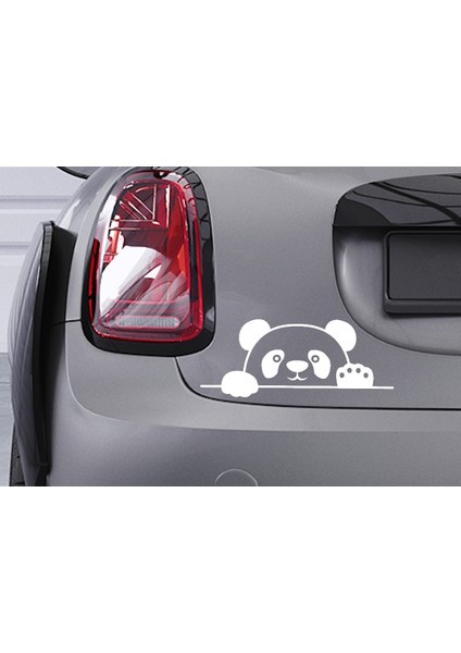 Panda Bagajdan Bakan Panda Oto Cam Sticker 20 x 8 cm. Beyaz.