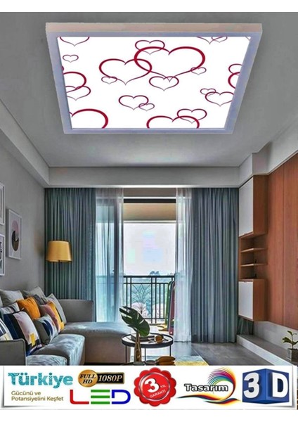 Banyo avize kalp tavana model 60watt, beyaz ışık led lamba, beyaz çerçeveli