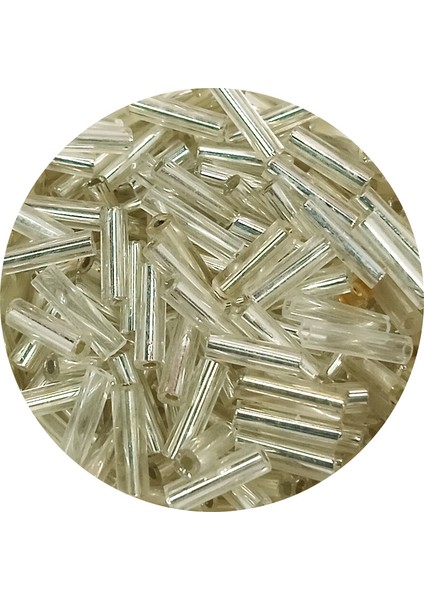 Uzun Boru Kesme Boncuk Çap 2mm Uzunluk 10 mm - 20 Gram - Gümüş - BNC232