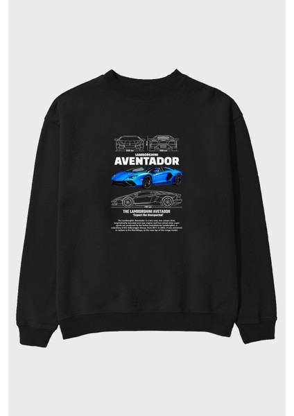 Lamborghini Aventador 1 Ön Baskılı Anime Oversize Sweatshirt Erkek Kadın Unisex