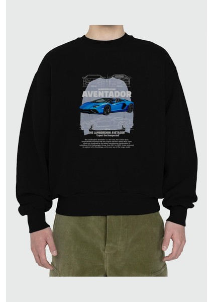 Lamborghini Aventador 1 Ön Baskılı Anime Oversize Sweatshirt Erkek Kadın Unisex fiyatları