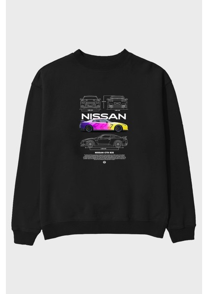 Nıssan Gtr R35 Ön Baskılı Anime Oversize Sweatshirt Erkek Kadın Unisex
