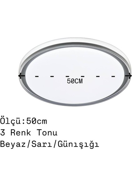 Eos-07 Modern LED Tavan Lambası 3 Işık Rengi(Beyaz, Sarı ve Günışığı) Şık ve Enerji Tasarruflu ÇAP:50CM Avize modelleri