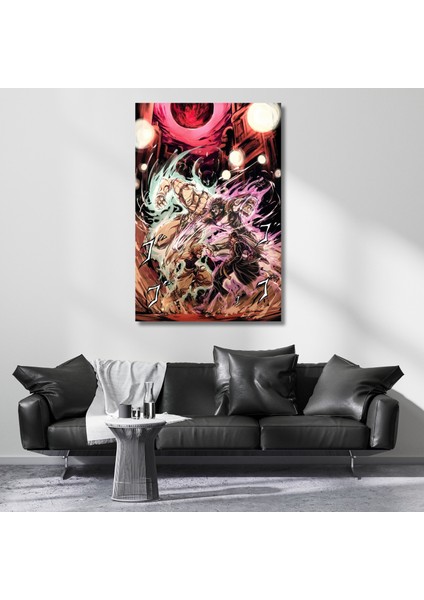 Kanvas Anime Tablosu Jojo Jotaro ve Dio Temalı Dijital Baskı Kanvas Tablo Oyuncu Odası Tablosu