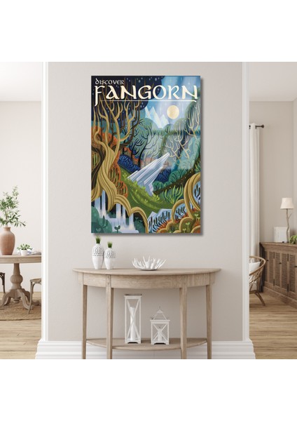 Yüzüklerin Efendisi Cam Fangorn Ormanları Dijital Baskı Kırılmaz Cam Tablo Lotr Cam Tablo